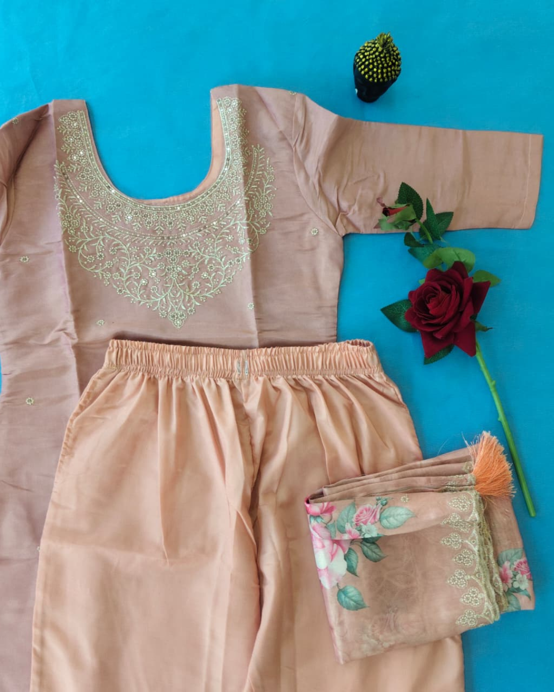 Chanderi Three Piece Kurta Set