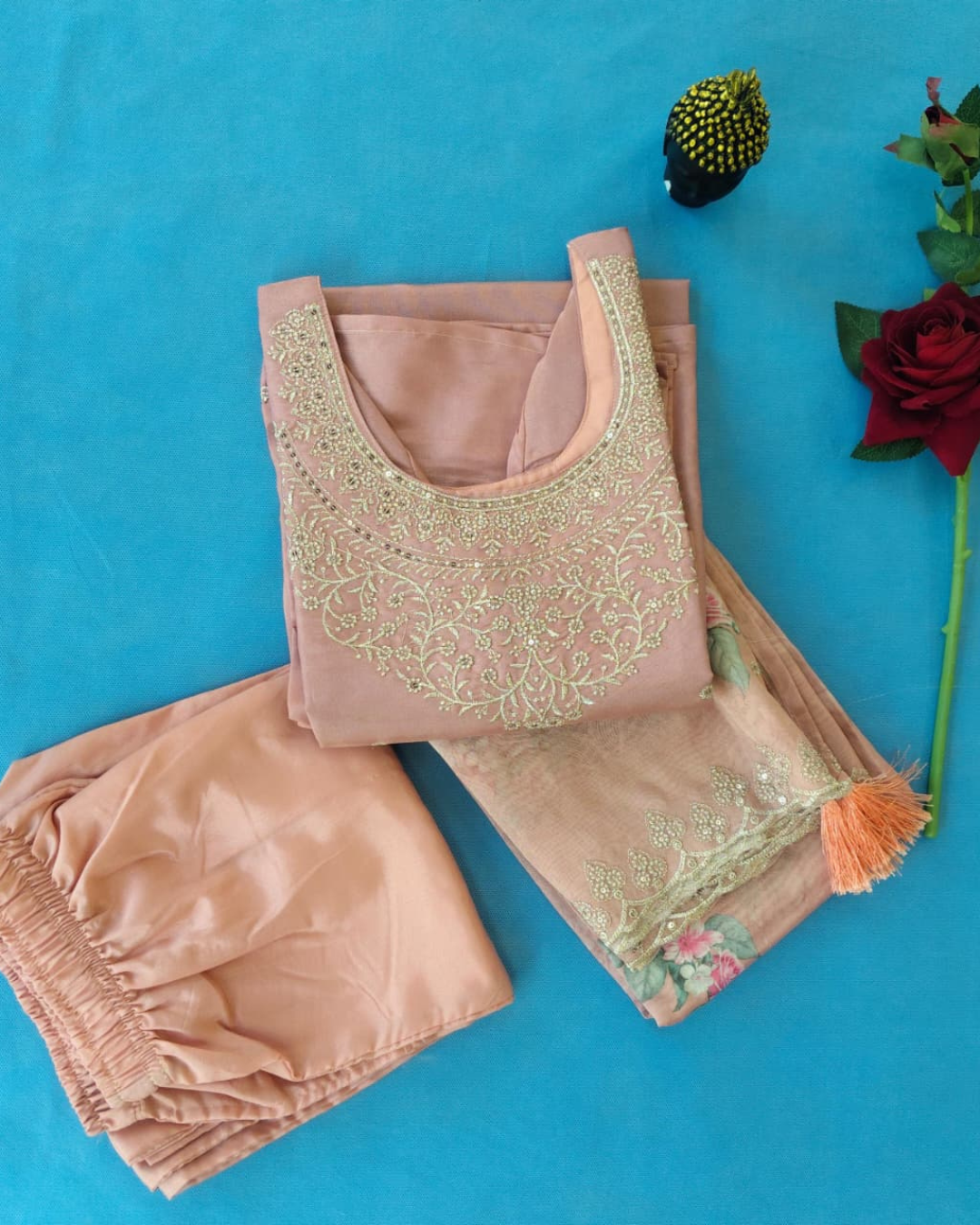 Chanderi Three Piece Kurta Set