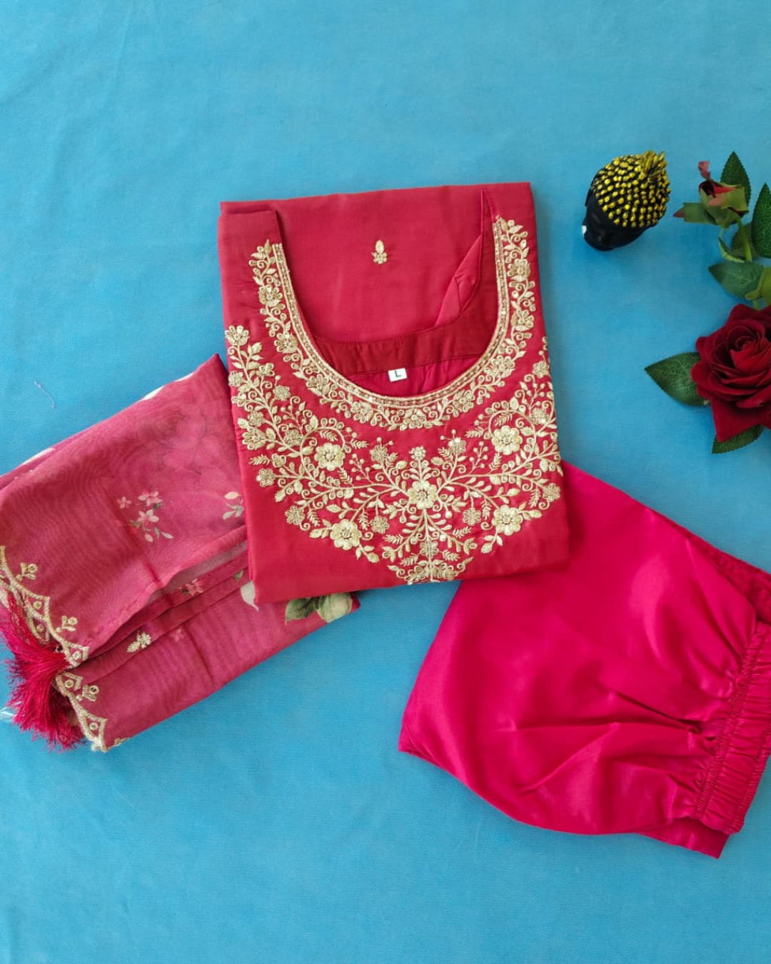 Chanderi Three Piece Kurta Set