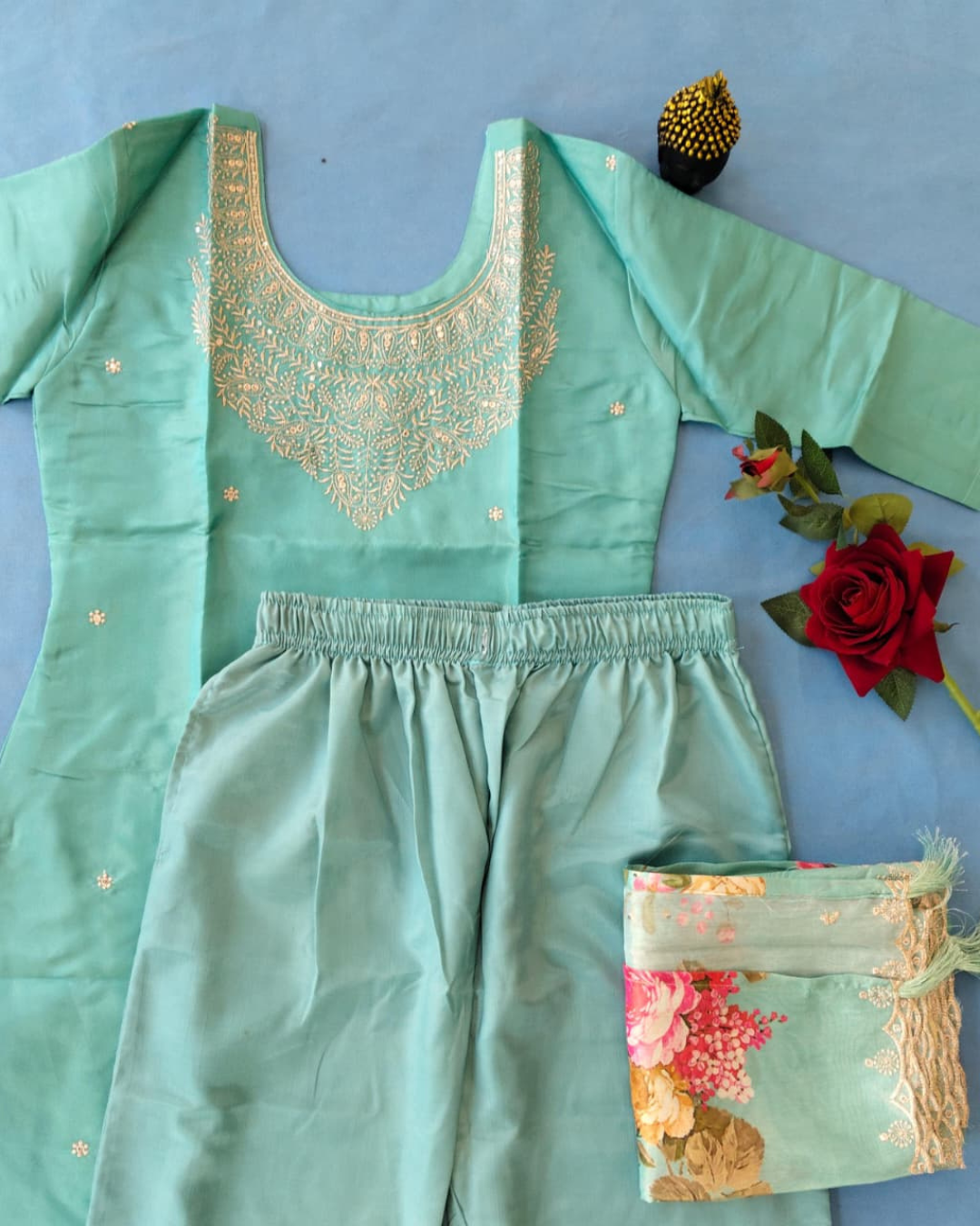 Chanderi Three Piece Kurta Set