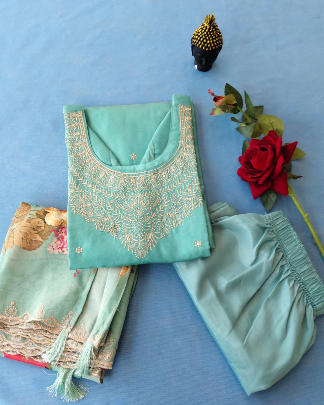 Chanderi Three Piece Kurta Set