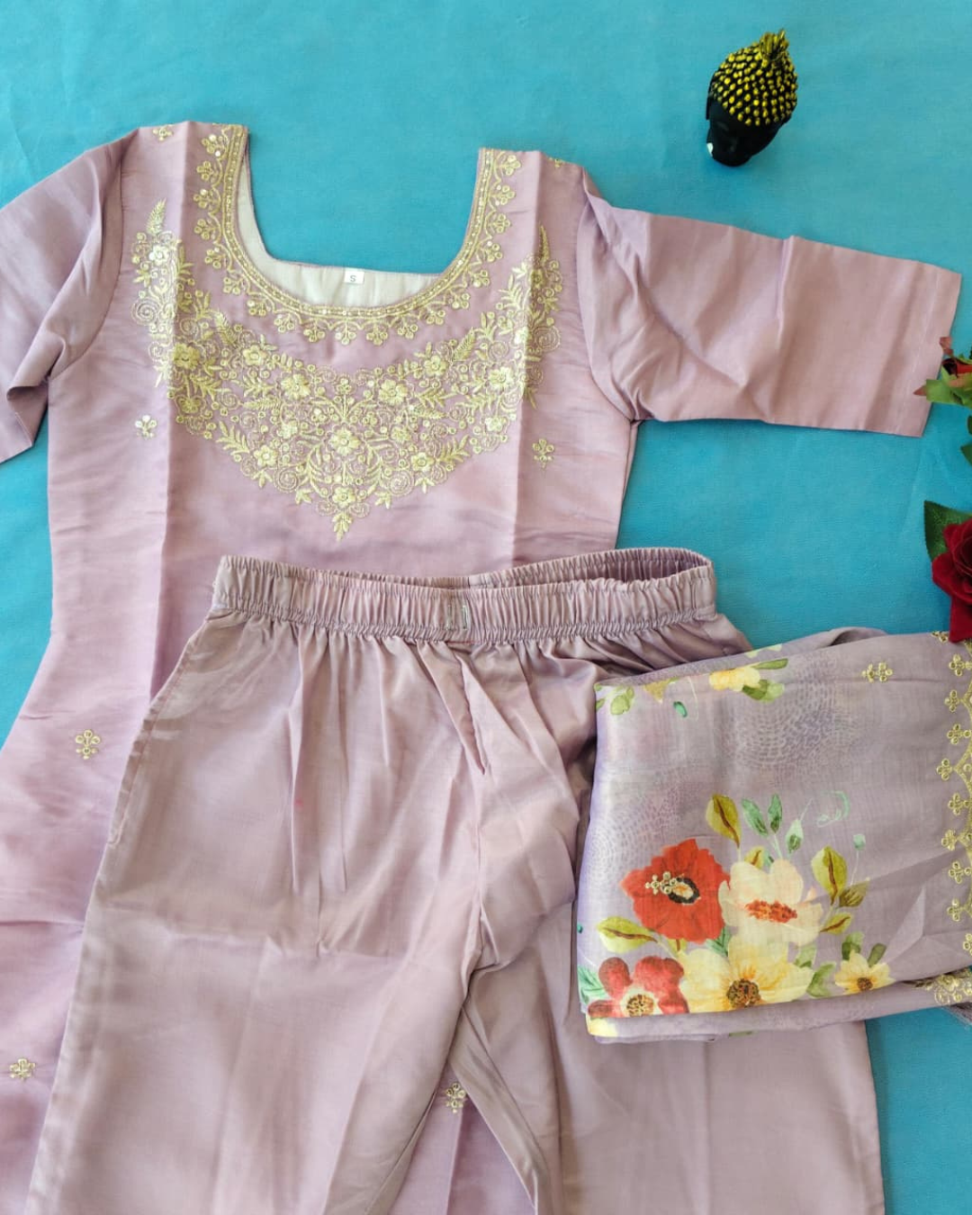 Chanderi Three Piece Kurta Set