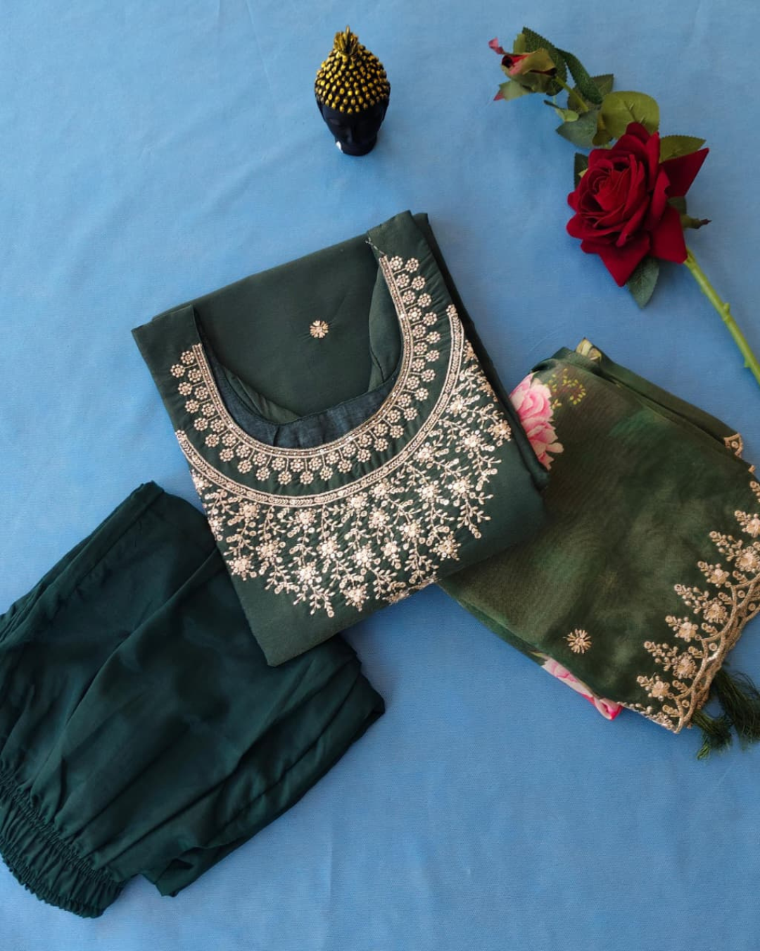 Chanderi Three Piece Kurta Set