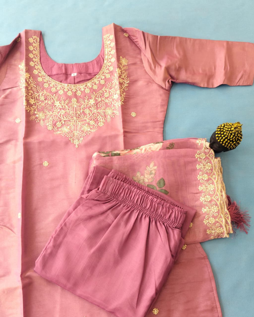 Chanderi Three Piece Kurta Set